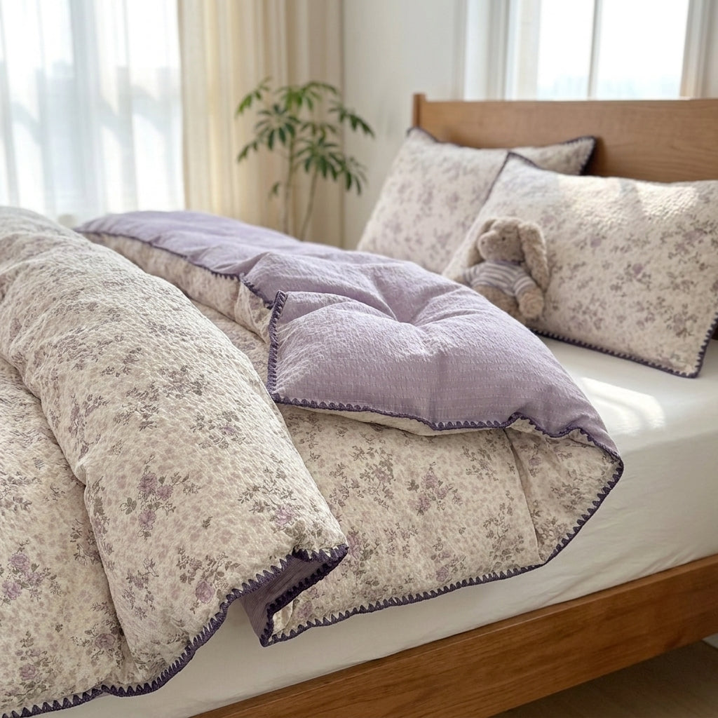 100% Long Staple Cotton Bedding Set, 4-Piece Satin Weave Duvet Cover Set, Soft Breathable Luxury Bed Sheet Set with Pillowcases for Twin, Full, Queen & King